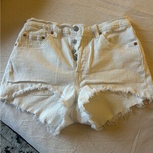 Levi's White Frayed Jean Shorts